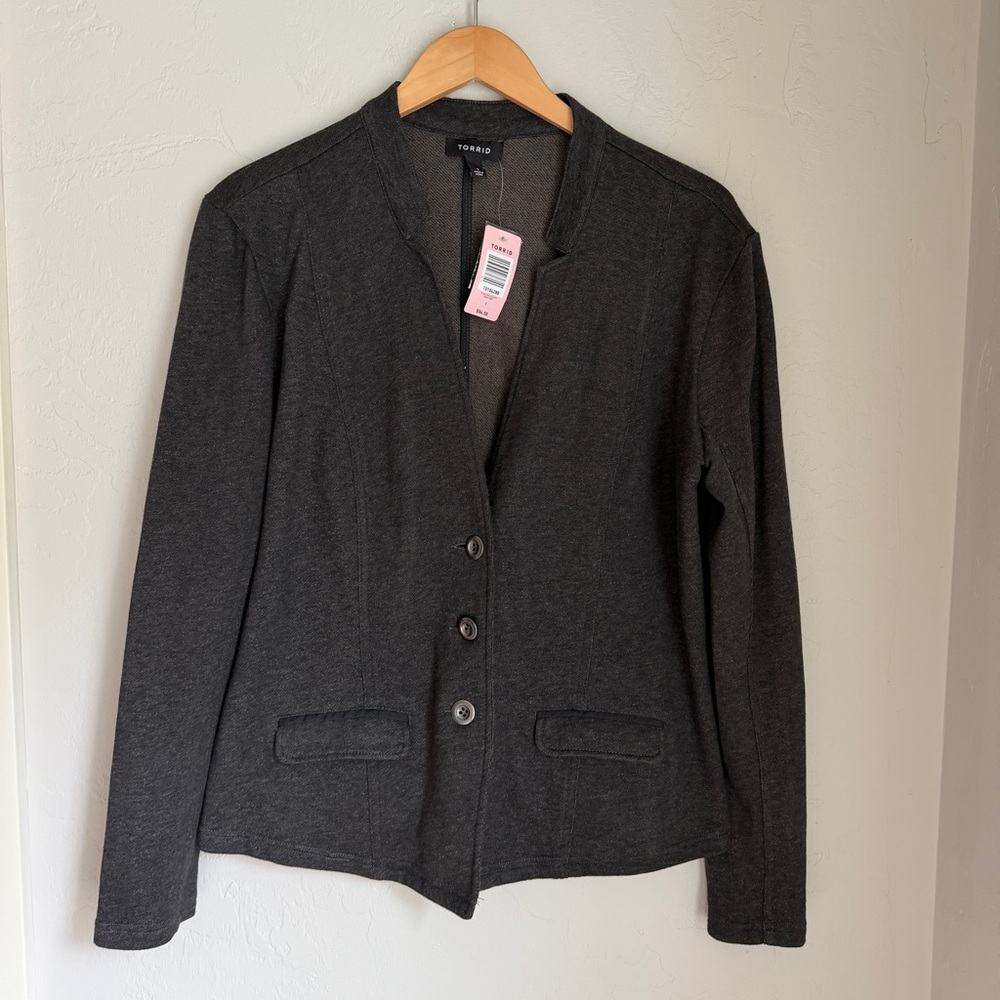 Torrid Women's Charcoal Gray Knit Blazer Jackets Size‎ 1 New